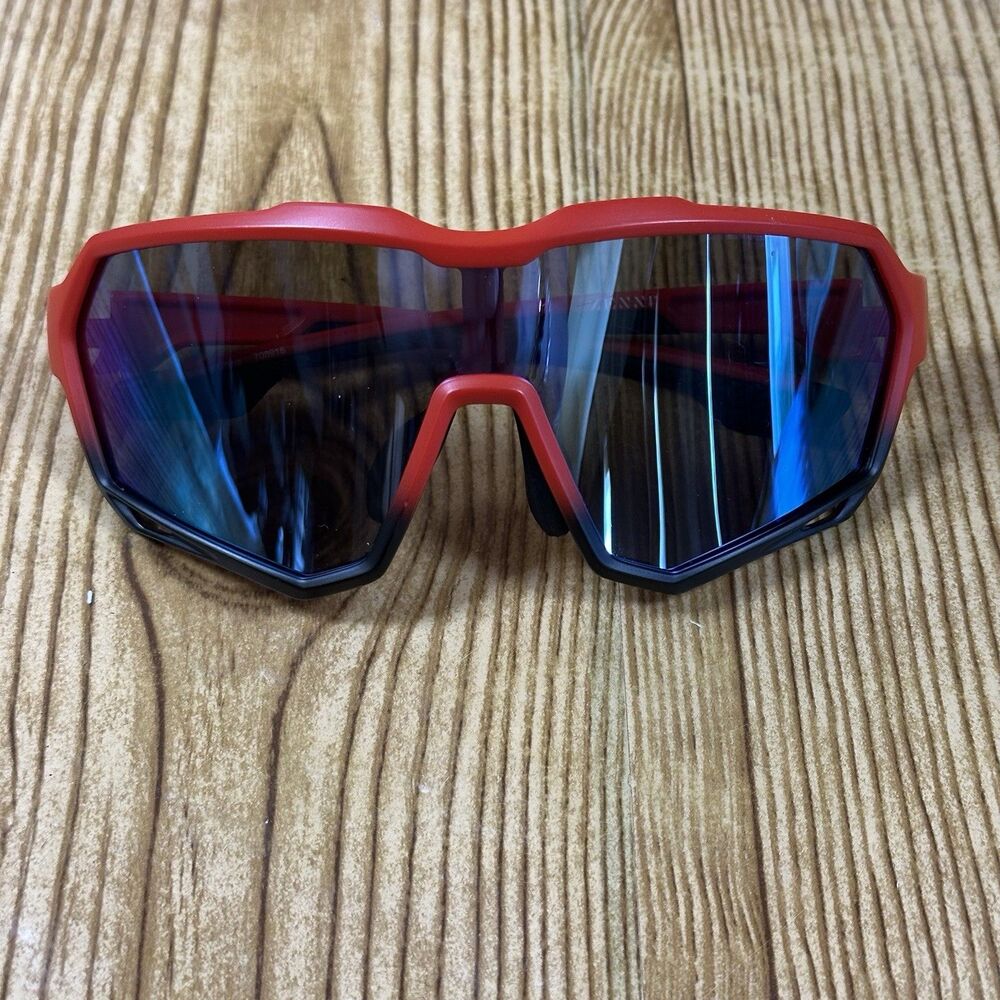Zenni Sport Wrap Sunglasses Red Black Shield Cycling Running UV400